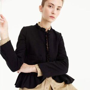 J.Crew Going‑Out Blazer with Ruffles • Size 2 • Black